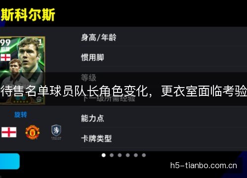 待售名单球员队长角色变化，更衣室面临考验
